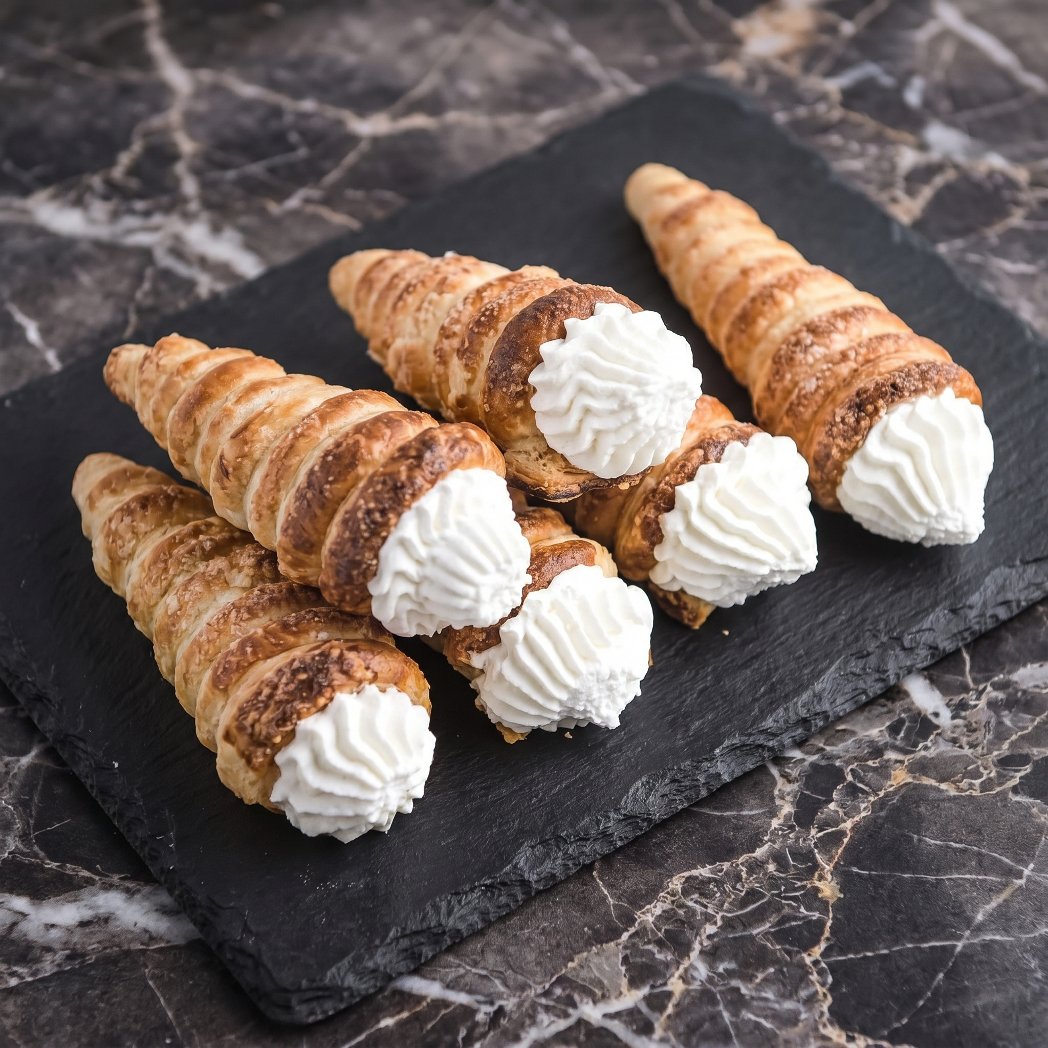 Puff Pastry Cream Horns: Flaky Shells. Silky Cream. Pure Joy.