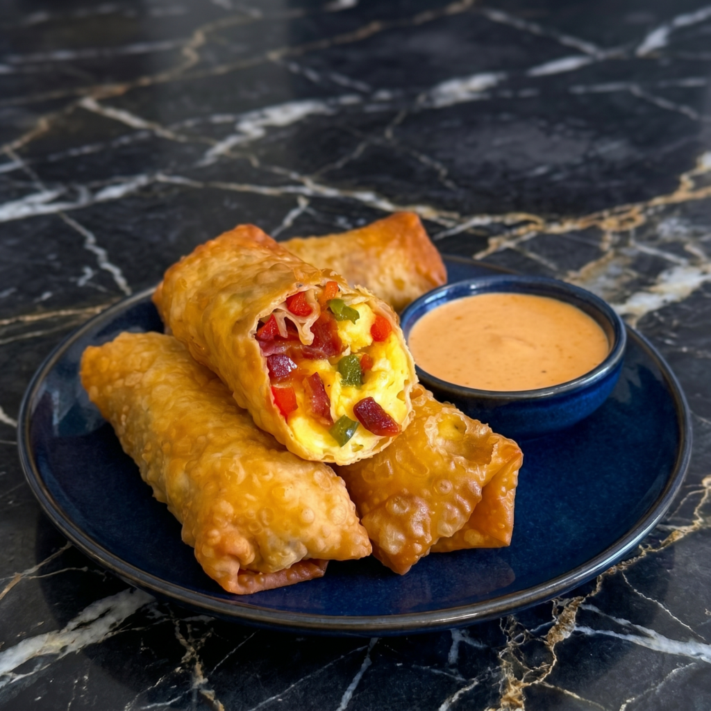 Breakfast Egg Rolls (Eggs, Bacon, and Cheese — Deep Fried)