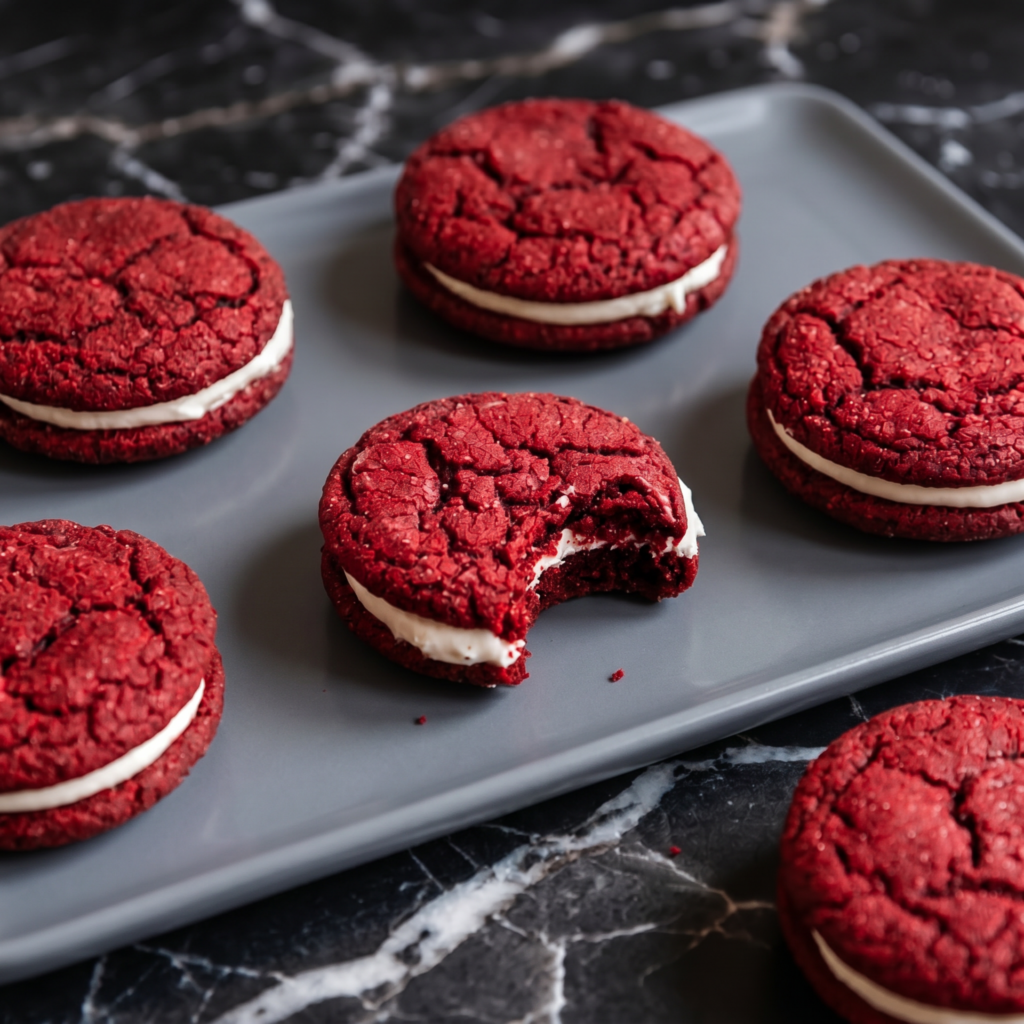 Red Velvet Cookie Sandwiches (Stuffed with Cream Cheese Heaven)