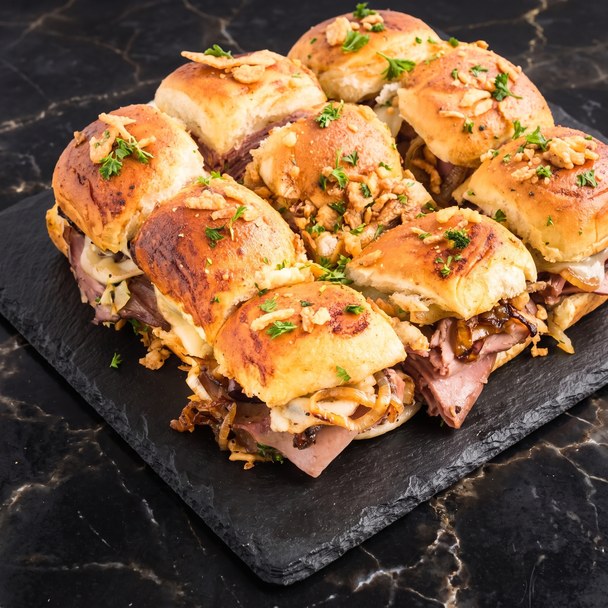 French Dip Sliders: Tiny Buns. Big Beef. Dip Required.